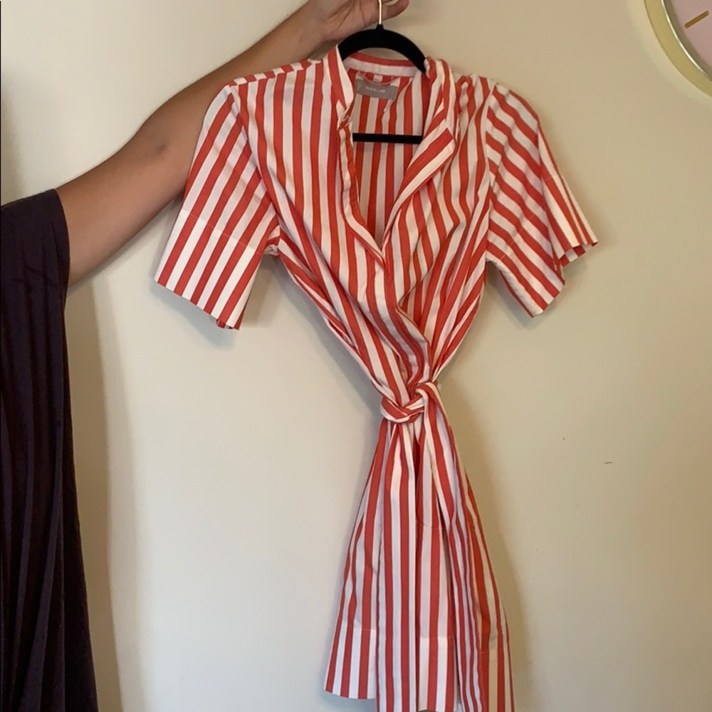 Everlane Stripped T-Shirt Dress with Waist Tie